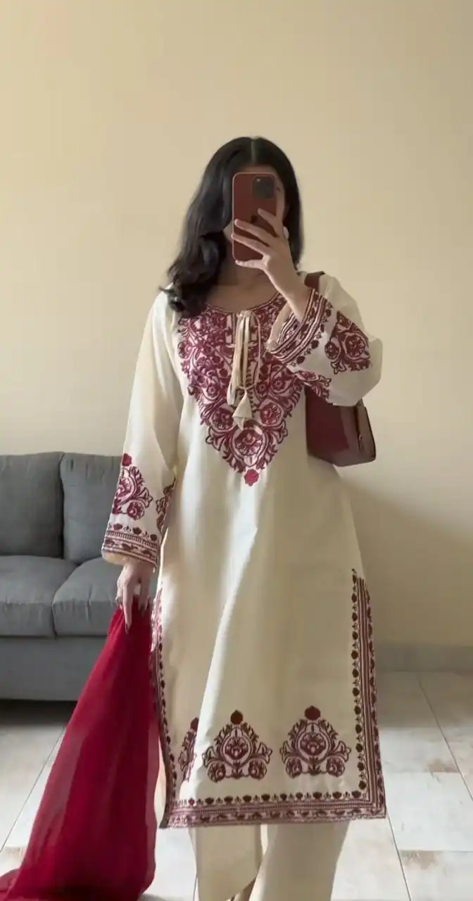 DC 108 Cream Color Natural Crep Salwar Suit with Embroidery Work. Wedding, Party, Festive, Best Price ₹1849. Delivery 4-6 Working Days. Shop now. | Jump Suits, Salwar suit, Designer Suits, Casual Suits, Creative suits, Palazzo Suits, Party Wear Suits, Patiala Suits, Straight Suits