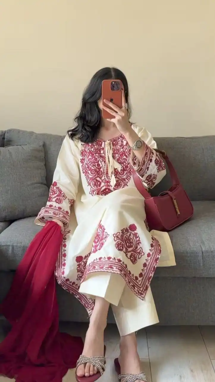 DC 108 Cream Color Natural Crep Salwar Suit with Embroidery Work. Wedding, Party, Festive, Best Price ₹1849. Delivery 4-6 Working Days. Shop now. | Jump Suits, Salwar suit, Designer Suits, Casual Suits, Creative suits, Palazzo Suits, Party Wear Suits, Patiala Suits, Straight Suits