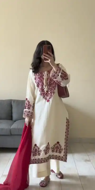 DC 108 Cream Color Natural Crep Salwar Suit with Embroidery Work. Wedding, Party, Festive, Best Price ₹1849. Delivery 4-6 Working Days. Shop now. | Jump Suits, Salwar suit, Designer Suits, Casual Suits, Creative suits, Palazzo Suits, Party Wear Suits, Patiala Suits, Straight Suits