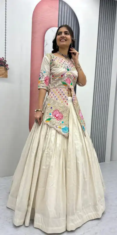 PC 557 Cream Simar Cosmos Lehenga Choli Perfect for Wedding, Party, Lohri, Baby Shower, Housewarming – . Introductory Price ₹2649. Delivery 4-6 Workin | Lehenga, Bollywood Lehenga, Creative Lehenga, Designer Lehenga, Embroidered Lehenga, Party Wear Lehenga