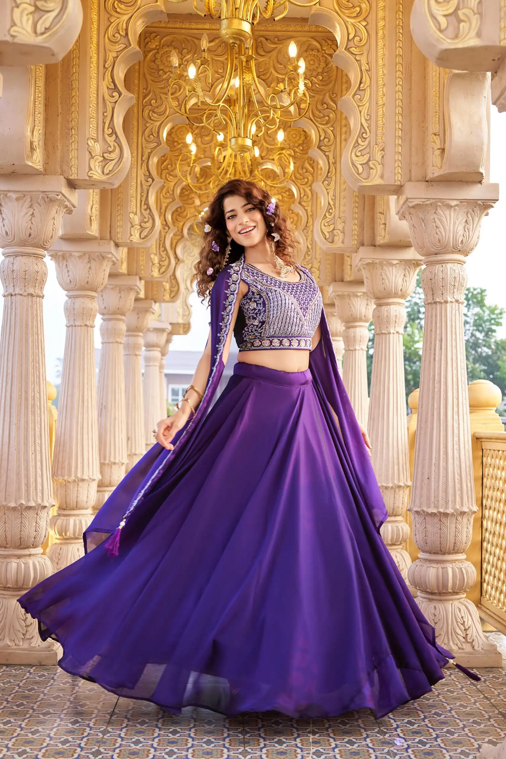 Ram 155 Dark Purple in Color Rangoli Silk Embroidery Work Lehenga Choli . Exclusive Offer ₹3249. Delivery 4-6 Working Days. Shop now. | Lehenga, Bollywood Lehenga, Creative Lehenga, Designer Lehenga, Embroidered Lehenga, Party Wear Lehenga