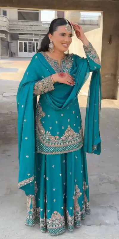 SRK 5250 Firozi Chinon Silk Salwar Suit Perfect for Wedding, Party, Traditional Day, Family Gatherings, Pooja – . Affordable Price ₹2099. Delivery 4- | Jump Suits, Tops & Bottoms, Track Suits, Trendy Wear, Salwar suit, Designer Suits, Casual Suits, Creative suits, Palazzo Suits, Party Wear Suits, Patiala Suits, Straight Suits