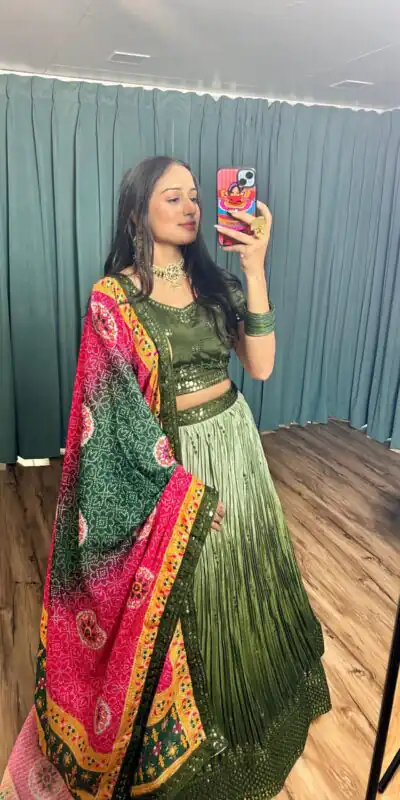 FB H60 Green Color Chinon Silk Sequins Work Lehenga Choli . Introductory Price ₹3649. Delivery 4-6 Working Days. Shop now. | Lehenga, Bollywood Lehenga, Creative Lehenga, Designer Lehenga, Embroidered Lehenga, Party Wear Lehenga