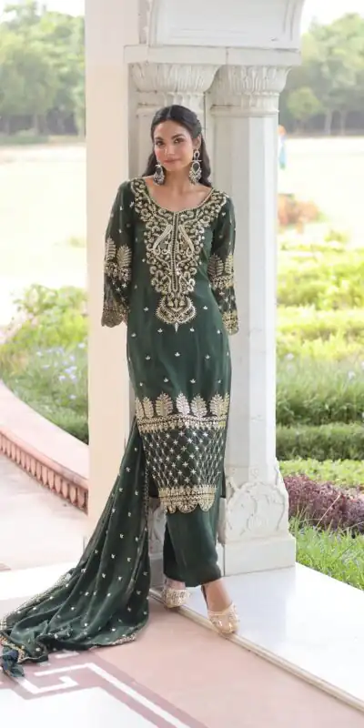 KA 1219 Green Faux Blooming Salwar SuitPerfect for Wedding, Party, Pongal, Baisakhi, Housewarming – . Now at just ₹2149. Delivery 4-6 Working Days. | Jump Suits, Salwar suit, Designer Suits, Casual Suits, Creative suits, Palazzo Suits, Party Wear Suits, Patiala Suits, Straight Suits