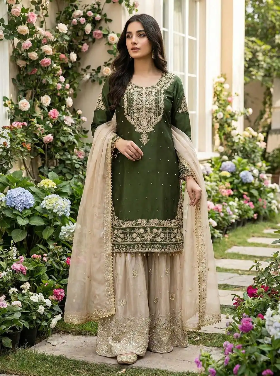 SR 1694 Green Organza Silk Salwar Suit with Embroidery Work & Lace Work. Exclusive Offer ₹1999. Delivery 4-6 Working Days. Shop now. | Jump Suits, Salwar suit, Designer Suits, Casual Suits, Creative suits, Palazzo Suits, Party Wear Suits, Patiala Suits, Straight Suits