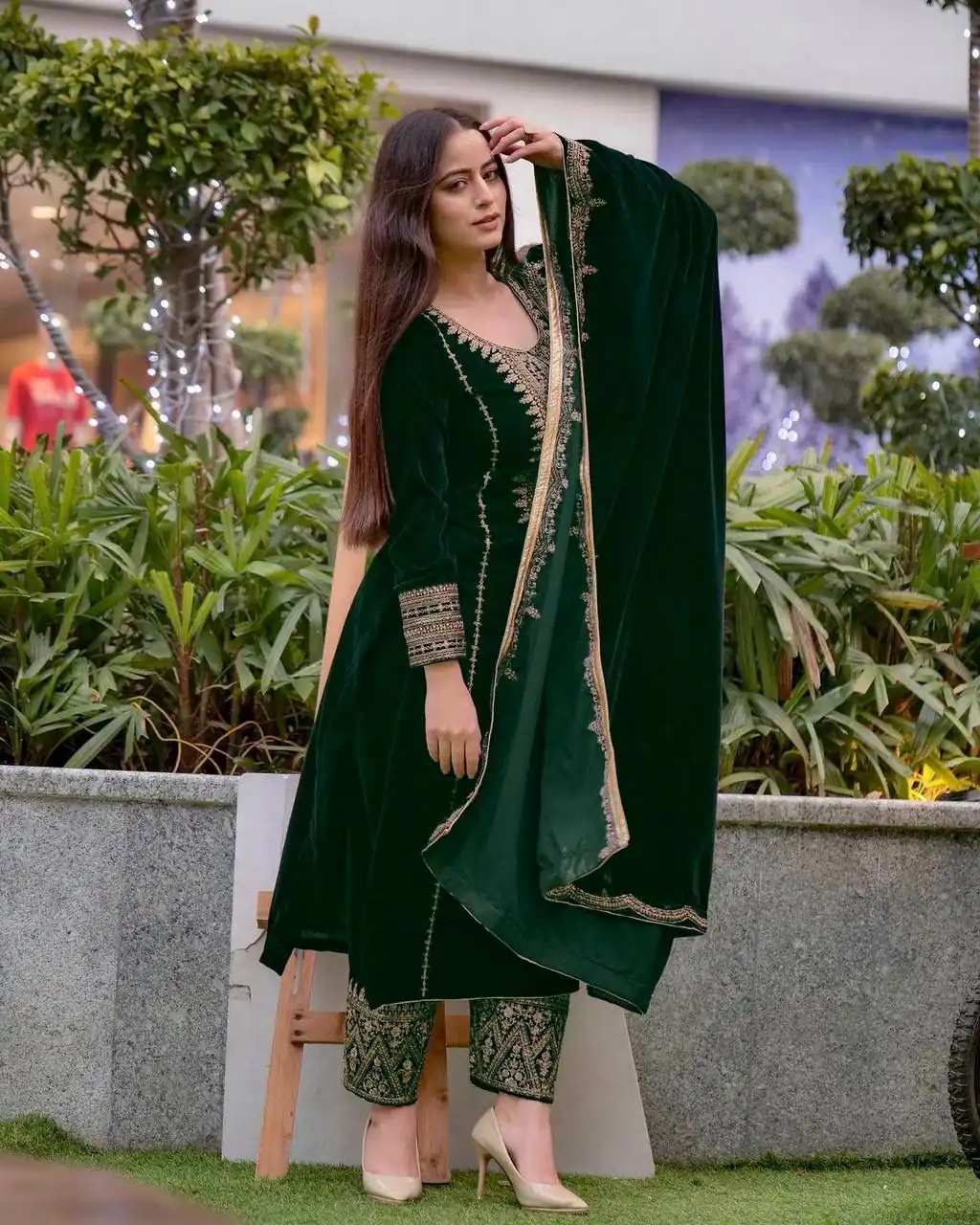 AD 089 Green Viscose Velvet Salwar Suit with Embroidery Work. Affordable Price ₹1999. Delivery 4-6 Working Days. Shop now. | Jump Suits, Salwar suit, Designer Suits, Casual Suits, Creative suits, Palazzo Suits, Party Wear Suits, Patiala Suits, Straight Suits
