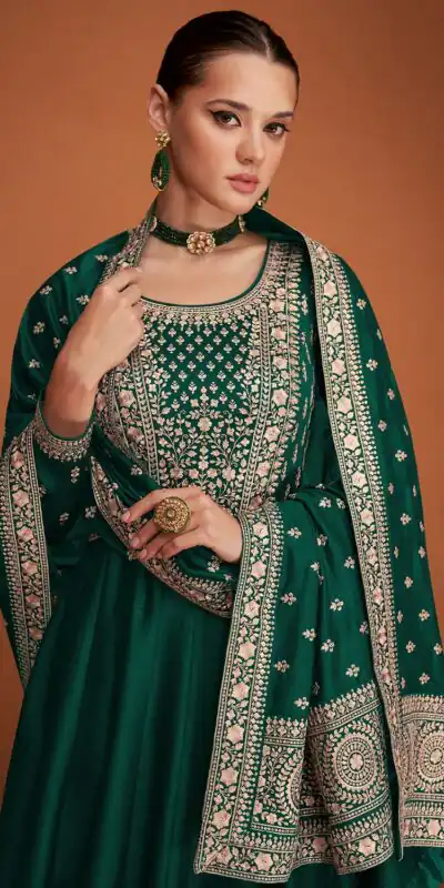 FC 9577 Green Color Vichitra Salwar Suit with Embroidery Work. Available at ₹2649 only. Delivery 4-6 Working Days. Shop now. | Designer Suits, Jump Suits, Salwar suit, Casual Suits, Creative suits, Palazzo Suits, Party Wear Suits, Patiala Suits, Straight Suits
