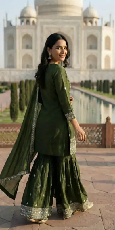 ZSR 3160 Green Zimmy Silk Salwar Suit with Embroidery Work & Mirror Work. Grab it for ₹2399. Delivery 4-6 Working Days. Shop now. | Jump Suits, Salwar suit, Designer Suits, Casual Suits, Creative suits, Palazzo Suits, Party Wear Suits, Patiala Suits, Straight Suits