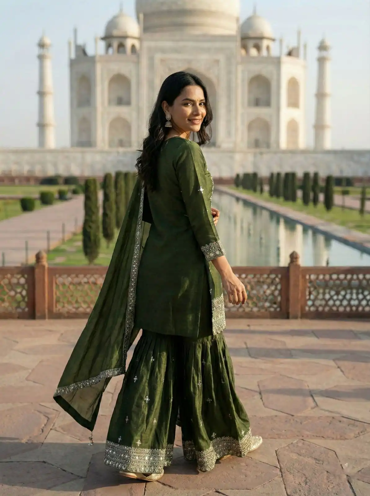 ZSR 3160 Green Zimmy Silk Salwar Suit with Embroidery Work & Mirror Work. Grab it for ₹2399. Delivery 4-6 Working Days. Shop now. | Jump Suits, Salwar suit, Designer Suits, Casual Suits, Creative suits, Palazzo Suits, Party Wear Suits, Patiala Suits, Straight Suits