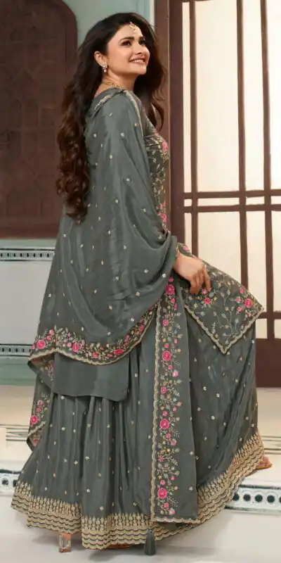 FC AVANTI 66301 Grey Chinon Salwar Suit Perfect for Wedding, Party, Traditional Day, Durga Puja, Makar Sankranti – . Get it for ₹3049. Delivery 4-6 Wor | Jump Suits, Salwar suit, Designer Suits, Casual Suits, Creative suits, Palazzo Suits, Party Wear Suits, Patiala Suits, Straight Suits