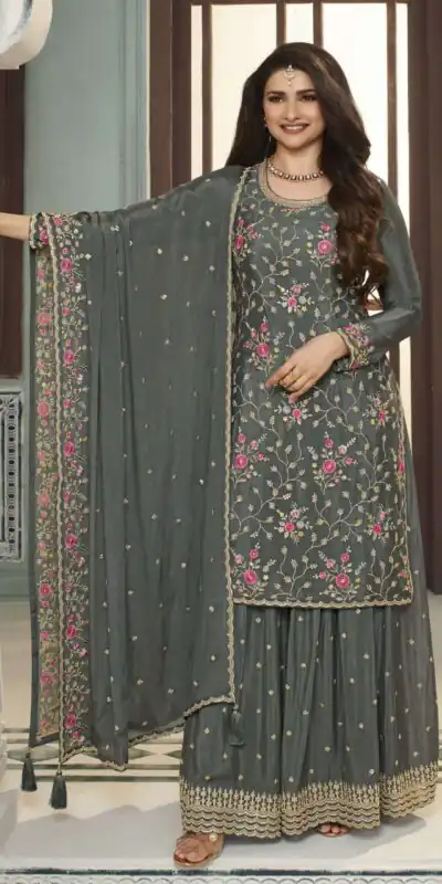 FC AVANTI 66301 Grey Chinon Salwar Suit Perfect for Wedding, Party, Traditional Day, Durga Puja, Makar Sankranti – . Get it for ₹3049. Delivery 4-6 Wor | Jump Suits, Salwar suit, Designer Suits, Casual Suits, Creative suits, Palazzo Suits, Party Wear Suits, Patiala Suits, Straight Suits
