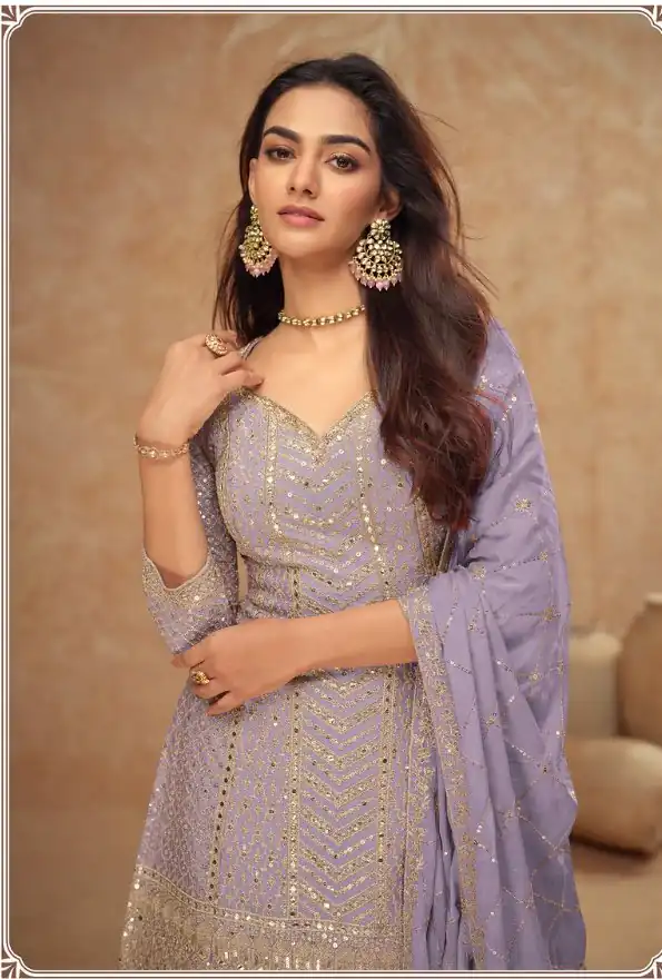 FC 7518 Lavender Chinon Salwar Suit Perfect for Wedding, Party, Diwali, Durga Puja, Temple Visit – . Festive Deal ₹3099. Delivery 4-6 Working Days. | Designer Suits, Jump Suits, Tops & Bottoms, Track Suits, Trendy Wear, Salwar suit, Casual Suits, Creative suits, Palazzo Suits, Party Wear Suits, Patiala Suits, Straight Suits