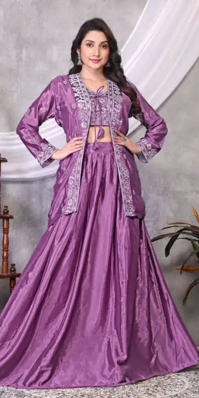 BB 02 Lavender Chinon Silk Lehenga Choli with Embroidery Work & Sequins Work. Available at ₹1999 only. Delivery 4-6 Working Days. Shop now. | Lehenga, Bollywood Lehenga, Creative Lehenga, Designer Lehenga, Embroidered Lehenga, Party Wear Lehenga