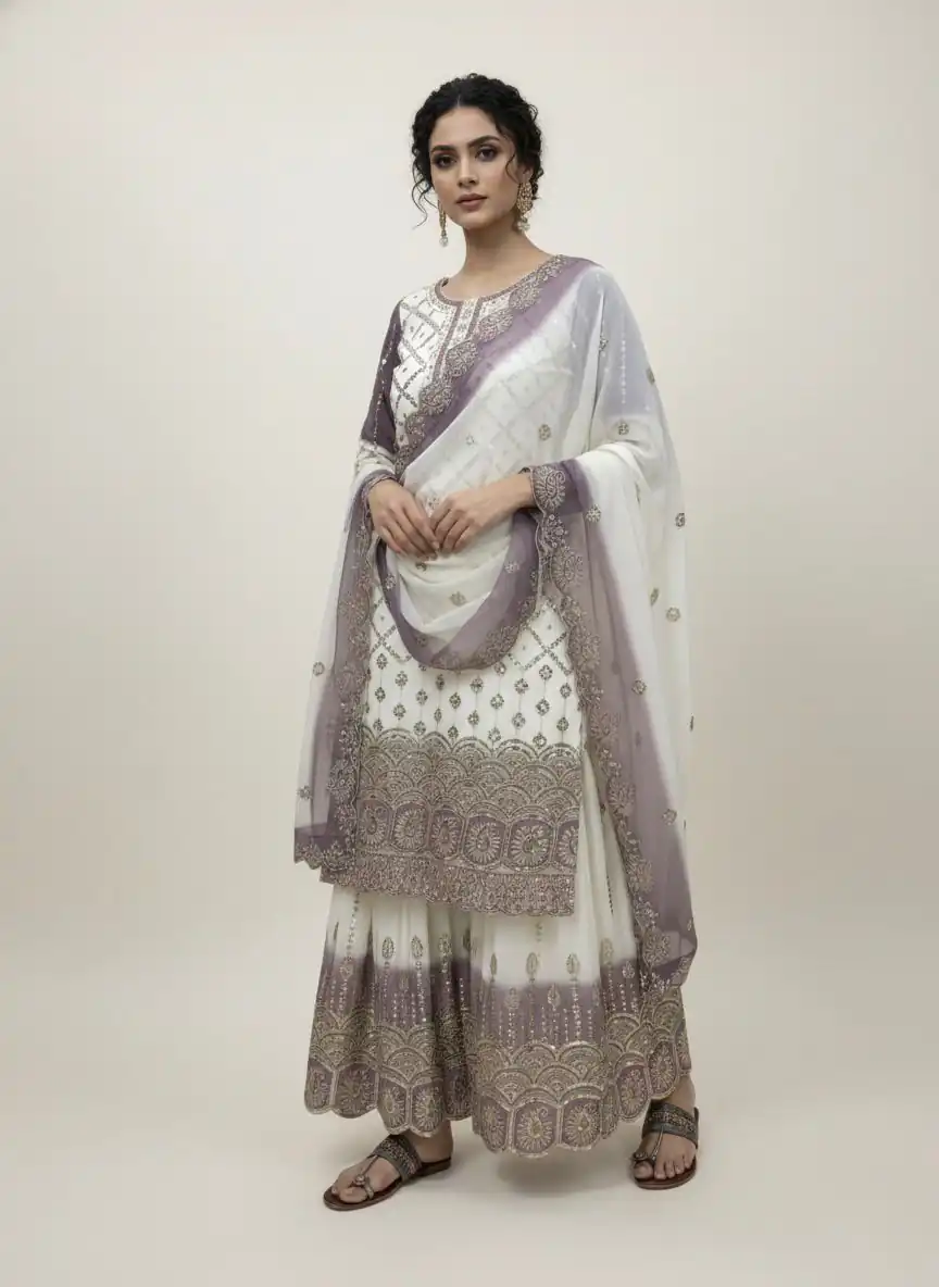AD 223 Lavender Dual Tone Star Georgette Salwar Suit with Embroidery Work. Get it for ₹2399. Delivery 4-6 Working Days. Shop now. | Jump Suits, Salwar suit, Designer Suits, Casual Suits, Creative suits, Palazzo Suits, Party Wear Suits, Patiala Suits, Straight Suits
