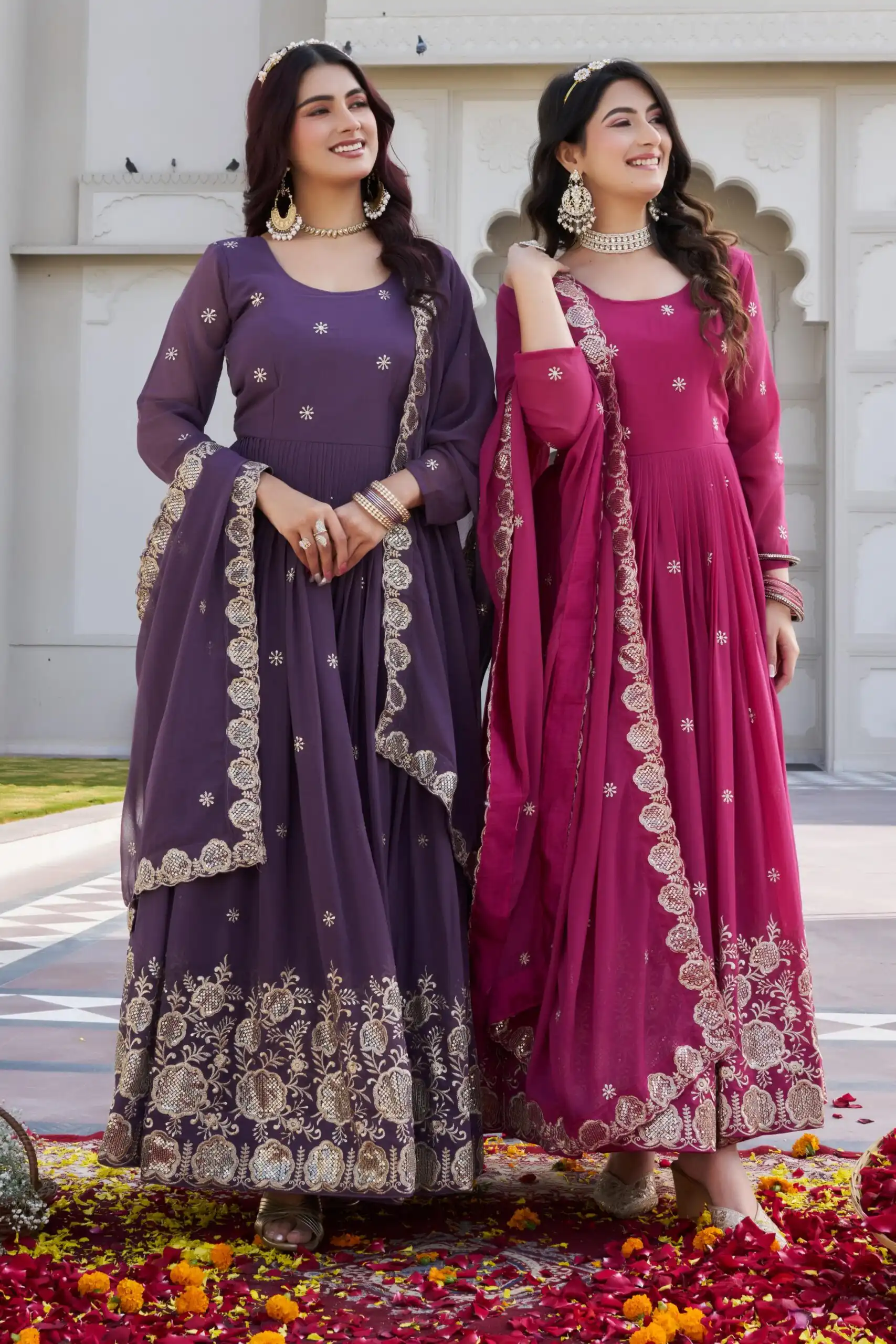 Ram 0153 Lavender in Fox Georgette. Embroidery Work Gown Wedding, Party, Festive, Events Get it for ₹2049. Delivery 4-6 Working Days. Shop now. | Gowns, Bollywood Gowns, Creative Gowns, Designer Gowns, Embroidered Gowns, Party Wear Gowns