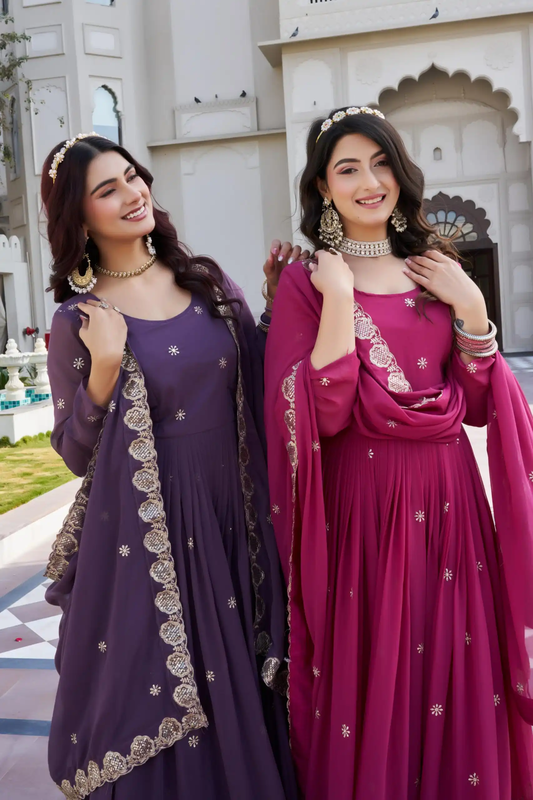 Ram 0153 Lavender in Fox Georgette. Embroidery Work Gown Wedding, Party, Festive, Events Get it for ₹2049. Delivery 4-6 Working Days. Shop now. | Gowns, Bollywood Gowns, Creative Gowns, Designer Gowns, Embroidered Gowns, Party Wear Gowns