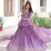 Lavender Gold Crush Embroidery Work Lehenga Choli