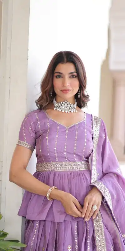 KA 5057 Lavender Gold Crush Lehenga Choli with Embroidery Work & Zari Work. Introductory Price ₹2649. Delivery 4-6 Working Days. Shop now. | Lehenga, Bollywood Lehenga, Creative Lehenga, Designer Lehenga, Embroidered Lehenga, Party Wear Lehenga