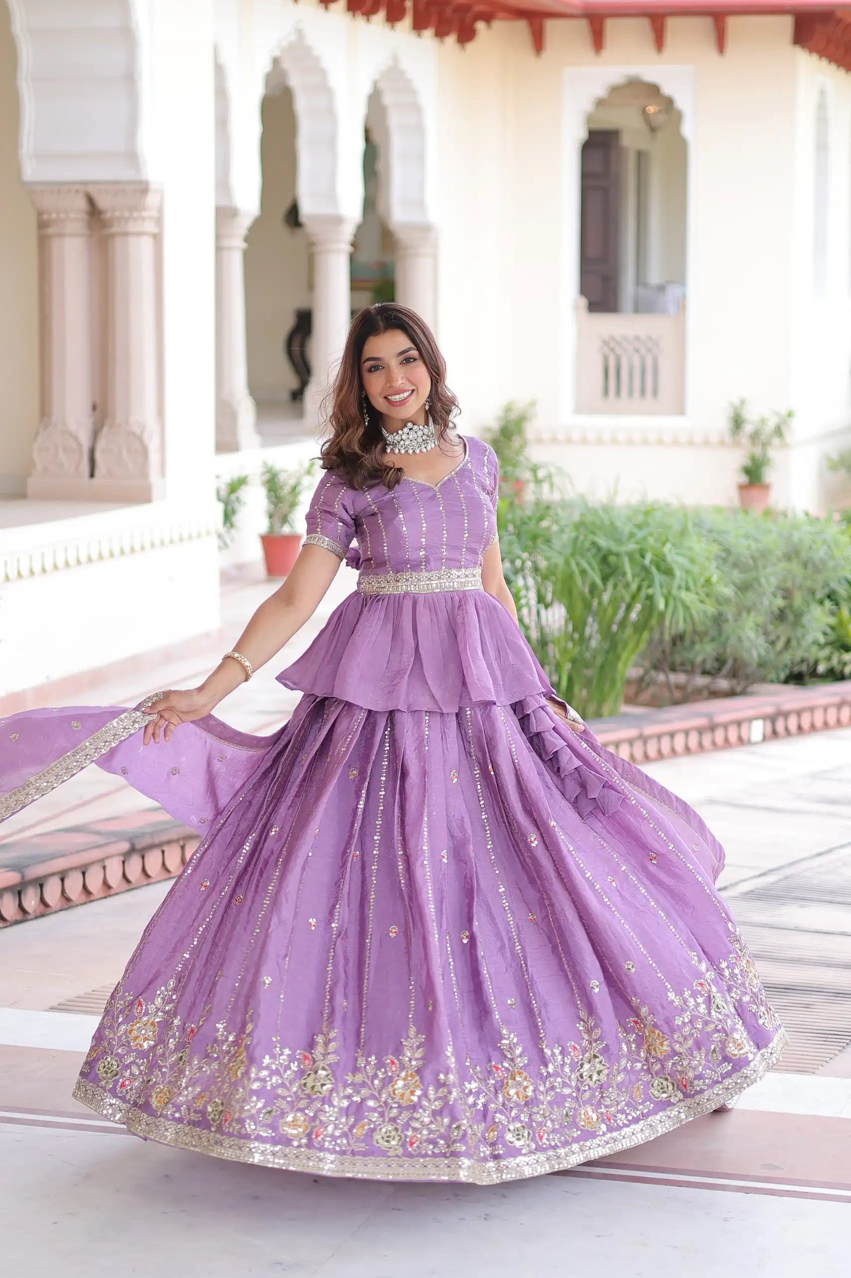 KA 5057 Lavender Gold Crush Lehenga Choli with Embroidery Work & Zari Work. Introductory Price ₹2649. Delivery 4-6 Working Days. Shop now. | Lehenga, Bollywood Lehenga, Creative Lehenga, Designer Lehenga, Embroidered Lehenga, Party Wear Lehenga