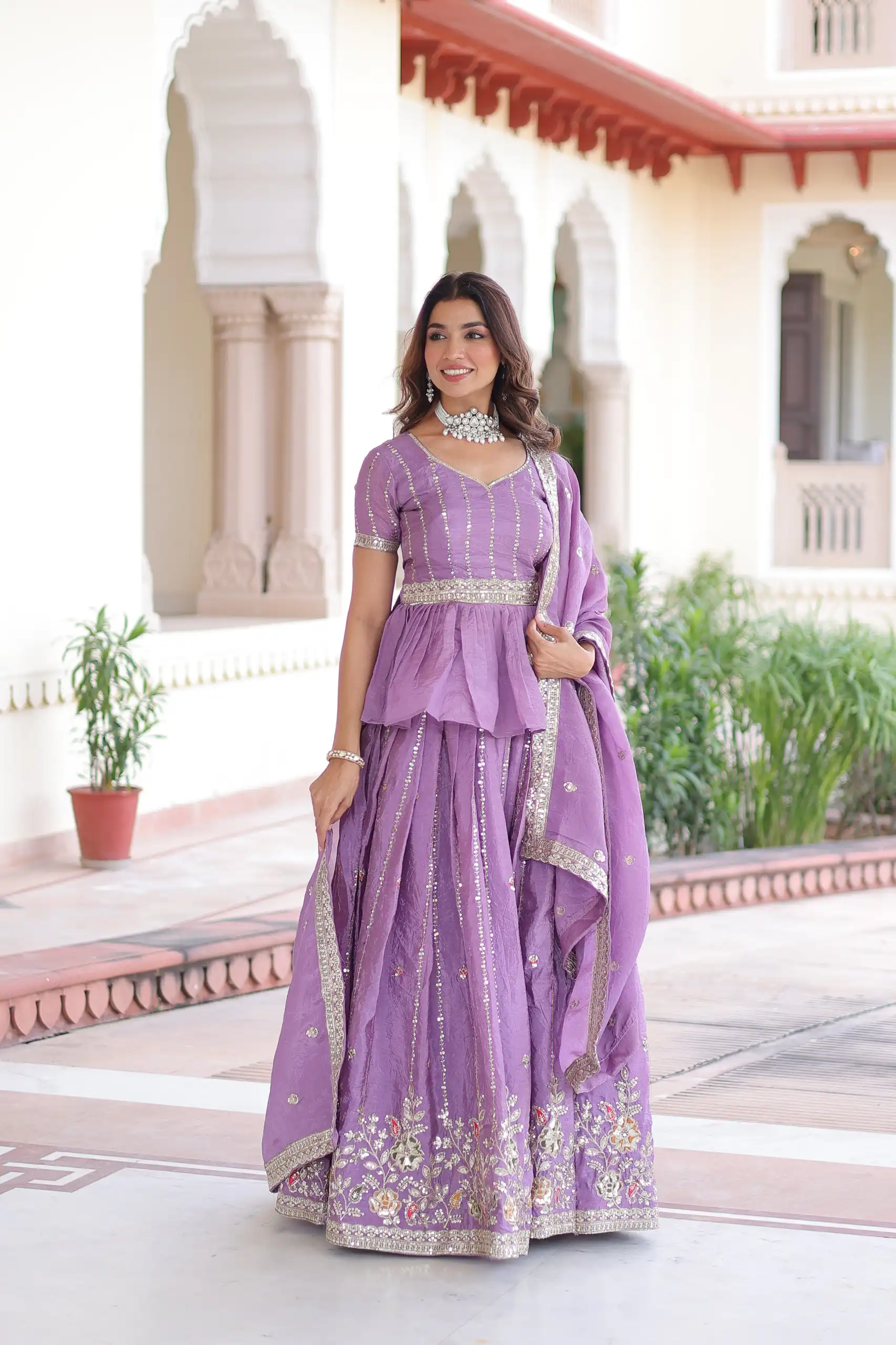 KA 5057 Lavender Gold Crush Lehenga Choli with Embroidery Work & Zari Work. Introductory Price ₹2649. Delivery 4-6 Working Days. Shop now. | Lehenga, Bollywood Lehenga, Creative Lehenga, Designer Lehenga, Embroidered Lehenga, Party Wear Lehenga