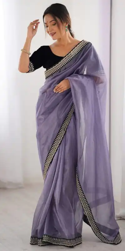 SC 1017 Lavender Soft Twil Net Silk Saree Perfect for Wedding, Party, Temple Visit, Reception, Sangeet – . Now at just ₹1699. Delivery 4-6 Working Days. | Sarees, Bollywood Sarees, Creative Sarees, Designer Sarees, Embroidered Sarees, Ethnic Saree, Modern Digital sarees, Party Wear Sarees