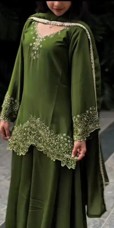 VLM 281 Mahendi in Chinon Silk Embroidery Work & Lace Work Salwar Suit . Special Price ₹1899. Delivery 4-6 Working Days. Shop now. | Jump Suits, Salwar suit, Designer Suits, Casual Suits, Creative suits, Palazzo Suits, Party Wear Suits, Patiala Suits, Straight Suits