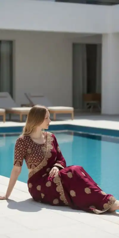 BT 442 Maroon in Fandy Satin Silk. Embroidery Work & Zari Work Saree Affordable Price ₹1999. Delivery 4-6 Working Days. Shop now. | Sarees, Bollywood Sarees, Creative Sarees, Designer Sarees, Embroidered Sarees, Ethnic Saree, Modern Digital sarees, Party Wear Sarees