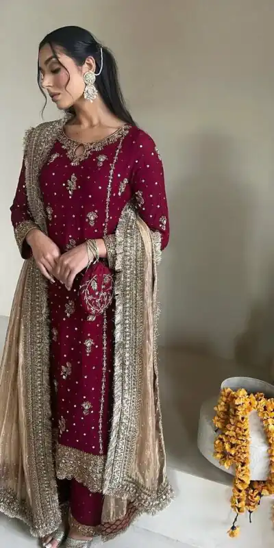SR 1665 Maroon Color Faux Georgette Salwar Suit with Embroidery Work. Best Price ₹2049. Delivery 4-6 Working Days. Shop now. | Jump Suits, Salwar suit, Designer Suits, Casual Suits, Creative suits, Palazzo Suits, Party Wear Suits, Patiala Suits, Straight Suits