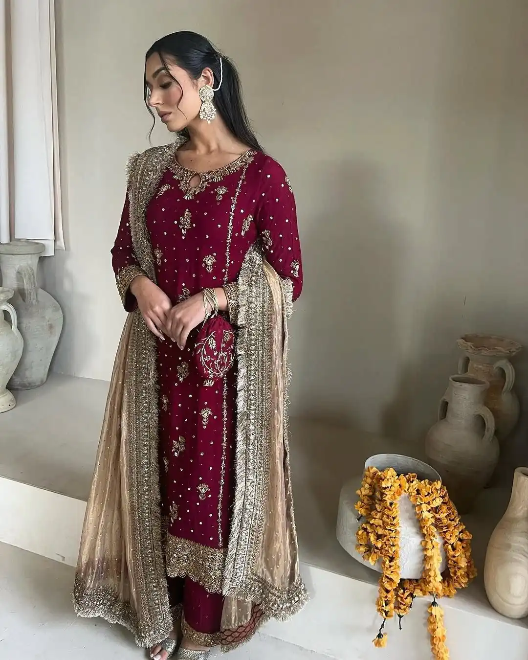 SR 1665 Maroon Color Faux Georgette Salwar Suit with Embroidery Work. Best Price ₹2049. Delivery 4-6 Working Days. Shop now. | Jump Suits, Salwar suit, Designer Suits, Casual Suits, Creative suits, Palazzo Suits, Party Wear Suits, Patiala Suits, Straight Suits