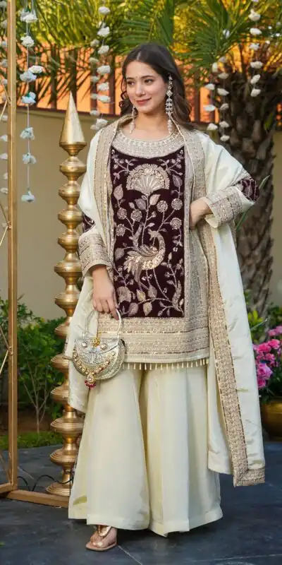 AD 221 Maroon in Glass Organza Silk. Lace Work & Embroidery Work Salwar Suit Affordable Price ₹2599. Delivery 4-6 Working Days. Shop now. | Jump Suits, Salwar suit, Designer Suits, Casual Suits, Creative suits, Palazzo Suits, Party Wear Suits, Patiala Suits, Straight Suits