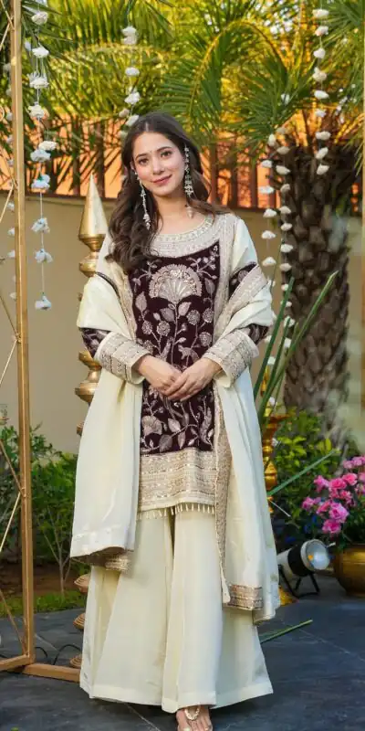 AD 221 Maroon in Glass Organza Silk. Lace Work & Embroidery Work Salwar Suit Affordable Price ₹2599. Delivery 4-6 Working Days. Shop now. | Jump Suits, Salwar suit, Designer Suits, Casual Suits, Creative suits, Palazzo Suits, Party Wear Suits, Patiala Suits, Straight Suits