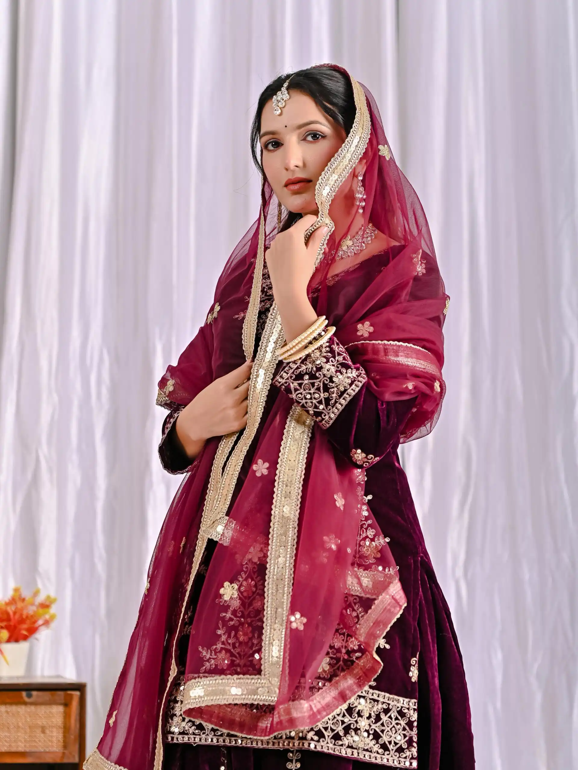 ND 5052 Maroon Viscous Velvet Salwar Suit Perfect for Wedding, Party, Reception, Eid, Temple Visit – . Introductory Price ₹2149. Delivery 4-6 Working | Jump Suits, Salwar suit, Designer Suits, Casual Suits, Creative suits, Palazzo Suits, Party Wear Suits, Patiala Suits, Straight Suits