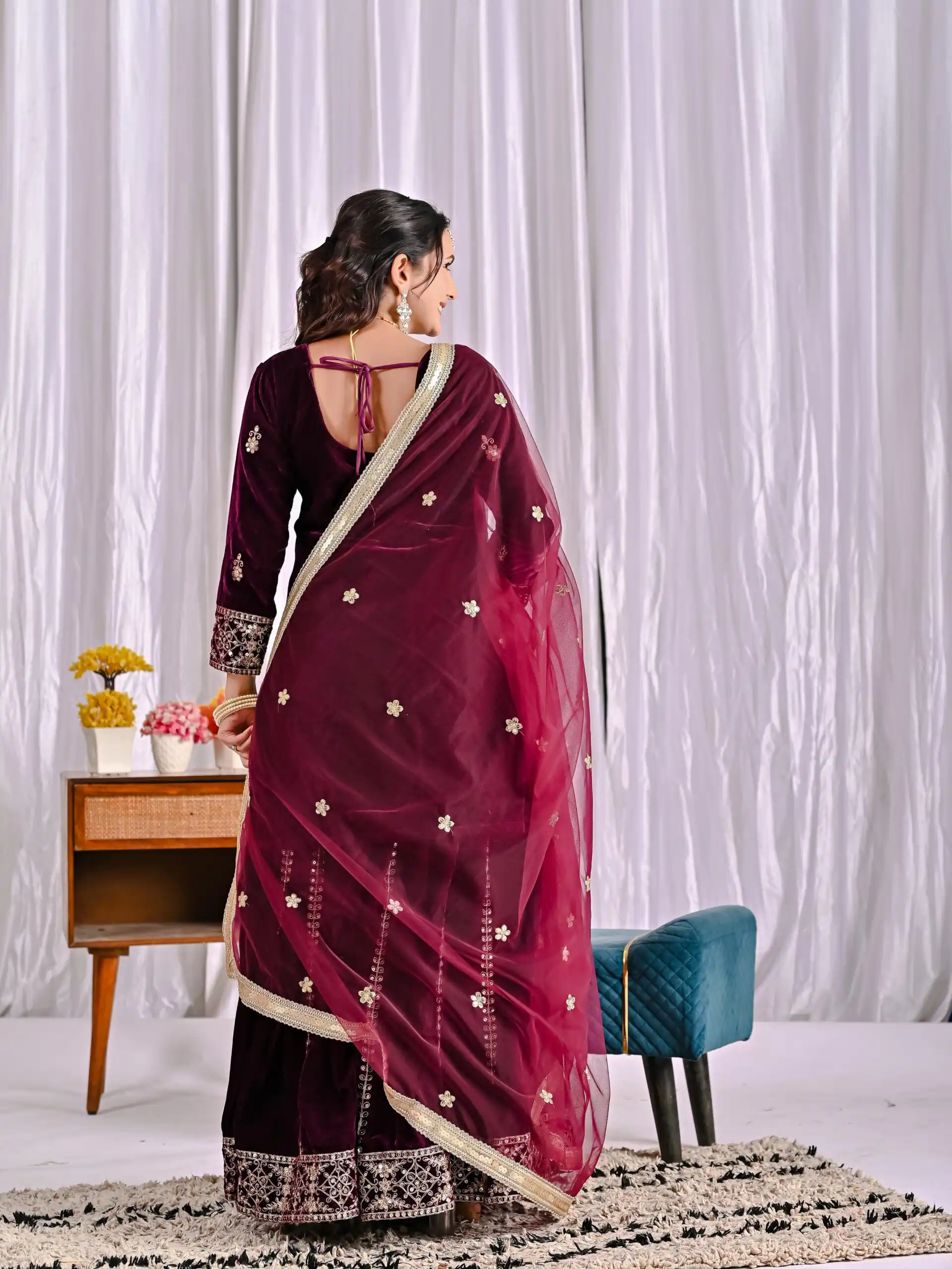 ND 5052 Maroon Viscous Velvet Salwar Suit Perfect for Wedding, Party, Reception, Eid, Temple Visit – . Introductory Price ₹2149. Delivery 4-6 Working | Jump Suits, Salwar suit, Designer Suits, Casual Suits, Creative suits, Palazzo Suits, Party Wear Suits, Patiala Suits, Straight Suits