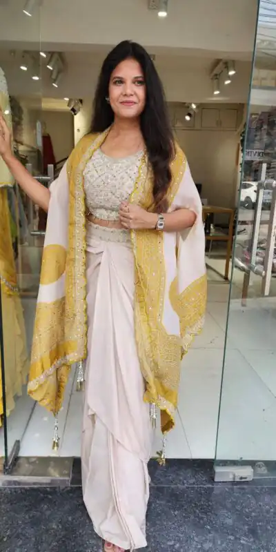 BB 53 Mustered Crap Silk Dhoti Suit. Perfect for Wedding, Party, Anniversary, Holi, Temple Visit – Available at ₹2599 only. Delivery 4-6 Working Days. | Jump Suits, Salwar suit, Designer Suits, Casual Suits, Creative suits, Palazzo Suits, Party Wear Suits, Patiala Suits, Straight Suits