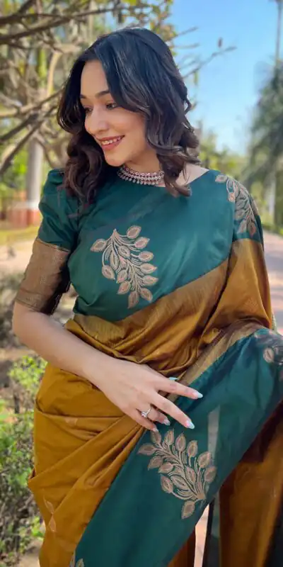 KPR 221 Mustered Soft Lichi Silk Saree Perfect for Wedding, Party, Raksha Bandhan, Sangeet, Eid – . Get it for ₹1449. Delivery 4-6 Working Days. | Sarees, Bollywood Sarees, Creative Sarees, Designer Sarees, Embroidered Sarees, Ethnic Saree, Modern Digital sarees, Party Wear Sarees