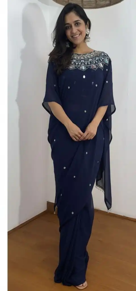 ST 1157 Navy Blue in Faux Georgette Mirror Work & Embroidery Work Saree. Festive Deal ₹1899. Delivery 4-6 Working Days. Shop now. | Sarees, Bollywood Sarees, Creative Sarees, Designer Sarees, Embroidered Sarees, Ethnic Saree, Modern Digital sarees, Party Wear Sarees