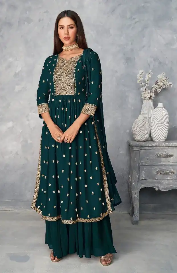 DS A 8584 Navy Blue Color Georgette Salwar Suit with Embroidery Work. Special Price ₹1899. Delivery 4-6 Working Days. Shop now. | Designer Suits, Jump Suits, Salwar suit, Casual Suits, Creative suits, Palazzo Suits, Party Wear Suits, Patiala Suits, Straight Suits