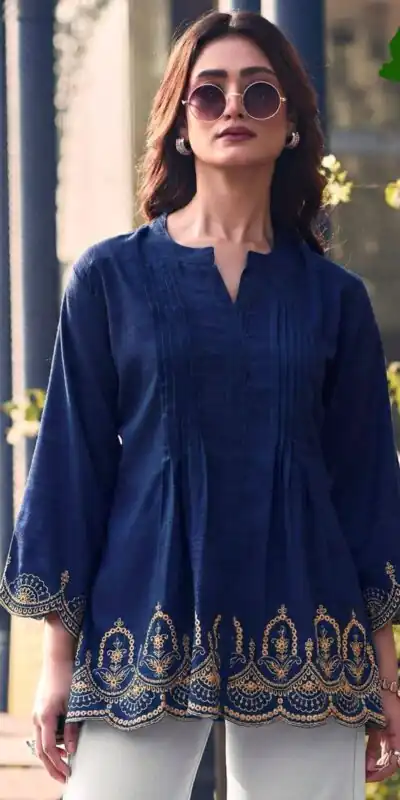 INLI Adaa 7.0 Navy Blue in Rayon Cut Work & Embroidery Work Kurti . Introductory Price ₹1349. Delivery 4-6 Working Days. Shop now. | Kurti, Bollywood Kurti, Creative Kurtis, Designer Kurti, Party Wear Kurti, Selfie Kurti