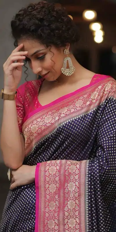 KPR 279 Navy Blue Soft Lichi Silk Saree Perfect for Wedding, Party, Raksha Bandhan, Sangeet, Eid – . Get it for ₹1349. Delivery 4-6 Working Days. | Sarees, Bollywood Sarees, Creative Sarees, Designer Sarees, Embroidered Sarees, Ethnic Saree, Modern Digital sarees, Party Wear Sarees