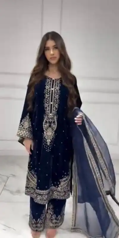 AD 222 Navy Blue Viscose Velvet Salwar Suit with Embroidery Work & Lace Work. Best Price ₹2099. Delivery 4-6 Working Days. Shop now. | Jump Suits, Salwar suit, Designer Suits, Casual Suits, Creative suits, Palazzo Suits, Party Wear Suits, Patiala Suits, Straight Suits