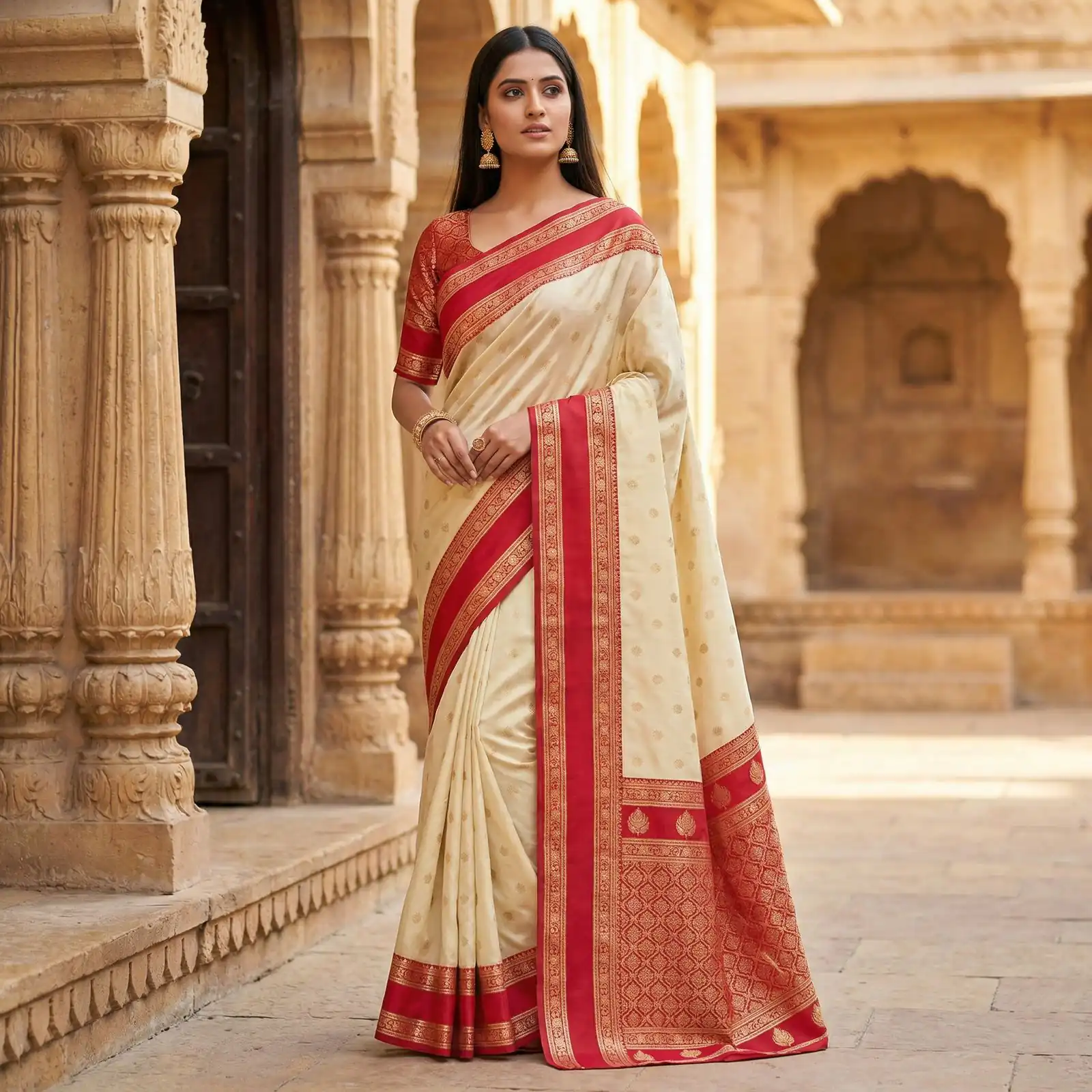 MB 3324 Off White in Color Banarasi Silk Zari Work & Lace Work Saree . Now at just ₹1949. Delivery 4-6 Working Days. Shop now. | Sarees, Bollywood Sarees, Creative Sarees, Designer Sarees, Embroidered Sarees, Ethnic Saree, Modern Digital sarees, Party Wear Sarees
