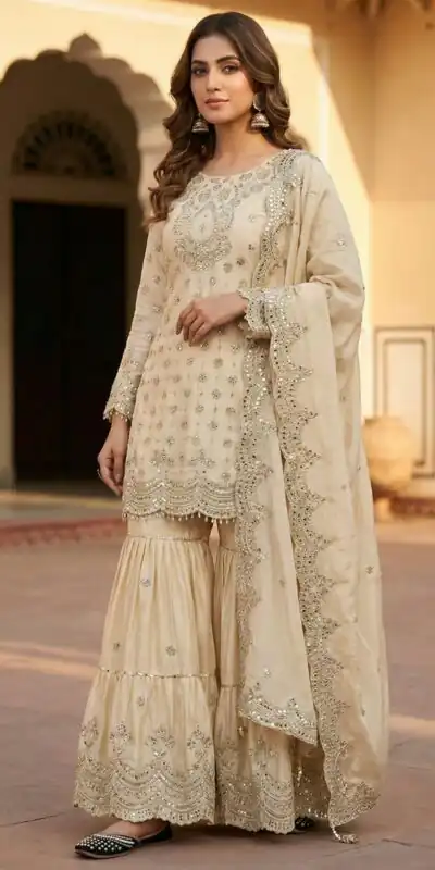 MF 459 Off White Chinon Silk Sequence Work Salwar Suit. Online Affordable Price ₹2549. Delivery 4-6 Working Days. Shop now. | Jump Suits, Salwar suit, Designer Suits, Casual Suits, Creative suits, Palazzo Suits, Party Wear Suits, Patiala Suits, Straight Suits