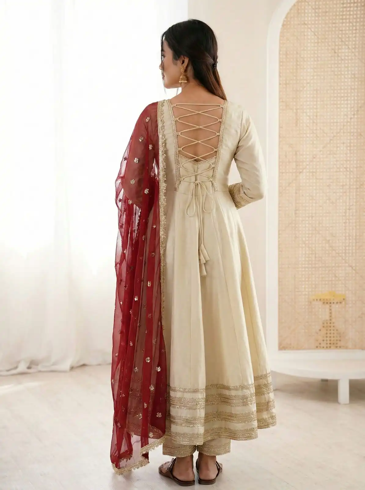 ZF 5017 Off White Cosmos Gold Gown with Embroidery Work & Lace Work. Get it for ₹2099. Delivery 4-6 Working Days. Shop now. | Gowns, Bollywood Gowns, Creative Gowns, Designer Gowns, Embroidered Gowns, Party Wear Gowns