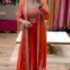 BB 56 Orange Chinon Silk Dhoti Suit with Embroidery Work & Sequins Work. Grab it for ₹1899. Delivery 4-6 Working Days. Shop now. | Designer Suits, Jump Suits, Salwar suit, Casual Suits, Creative suits, Palazzo Suits, Party Wear Suits, Patiala Suits, Straight Suits