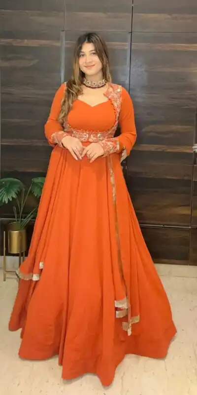 MF 496 Orange Faux Georgette Salwar Suit with Lace Work & Embroidery Work. Special Price ₹2449. Delivery 4-6 Working Days. Shop now. | Jump Suits, Salwar suit, Designer Suits, Casual Suits, Creative suits, Palazzo Suits, Party Wear Suits, Patiala Suits, Straight Suits