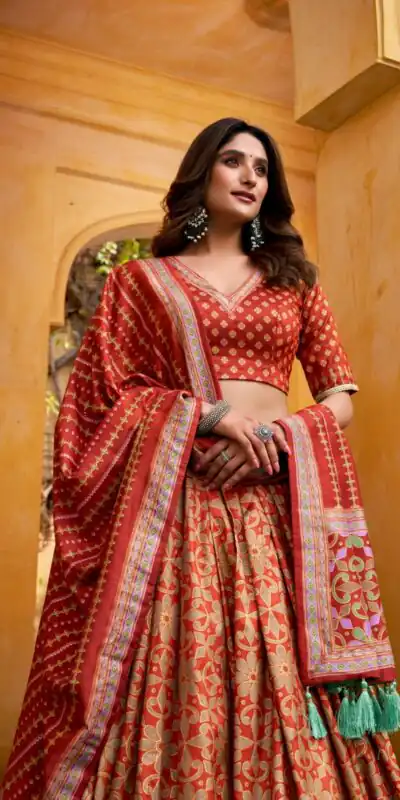 LNB 1201 Orange Tasar Silk Lehenga Choli Perfect for Wedding, Party, Traditional Day, Sangeet, Housewarming – . Introductory Price ₹2499. Delivery 4- | Lehenga, Bollywood Lehenga, Creative Lehenga, Designer Lehenga, Embroidered Lehenga, Party Wear Lehenga