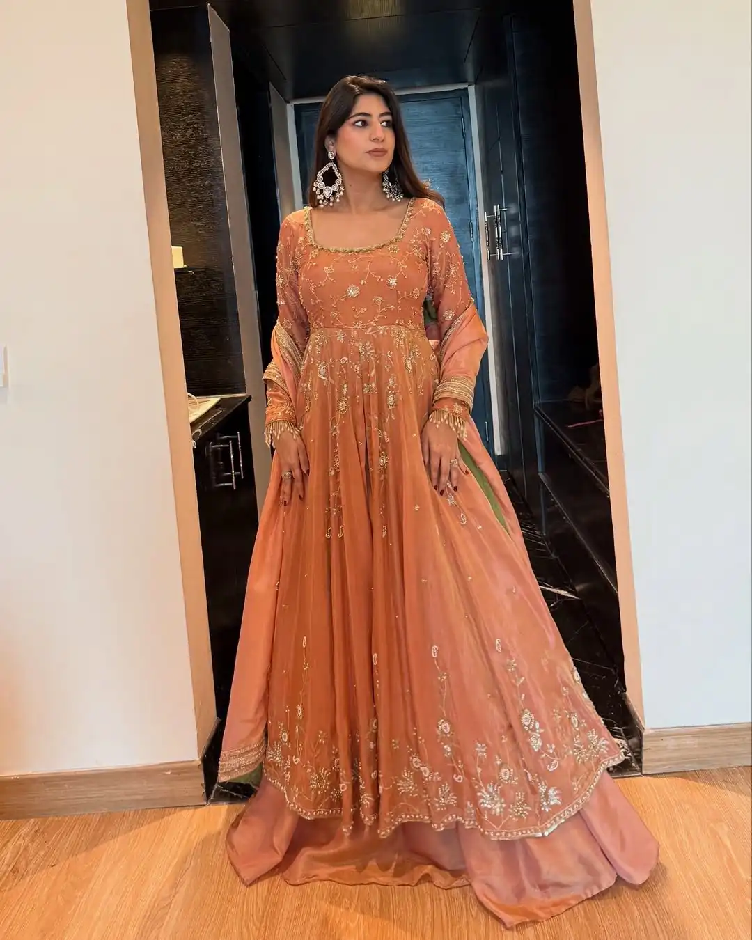 KD 1573 Peach Color Chinon Silk Sequence Lace Work Gown. Online Affordable Price ₹2549. Delivery 4-6 Working Days. Shop now. | Gowns, Bollywood Gowns, Creative Gowns, Designer Gowns, Embroidered Gowns, Party Wear Gowns