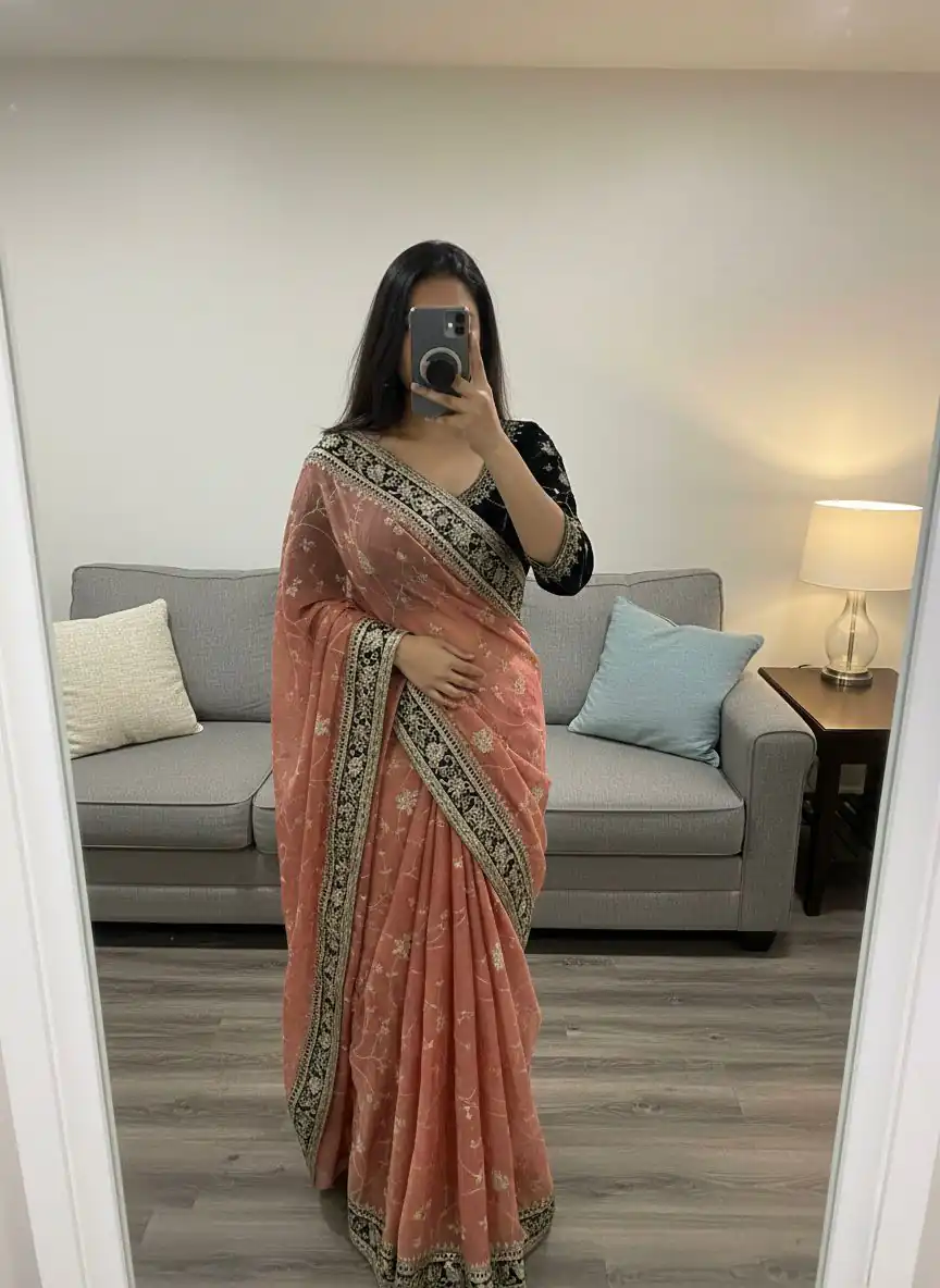 NC 5534 Peach Moss Silk Saree Perfect for Wedding, Party, Ganesh Chaturthi, Karwa Chauth, Haldi – . Introductory Price ₹2049. Delivery 4-6 Working Days. | Sarees, Bollywood Sarees, Creative Sarees, Designer Sarees, Embroidered Sarees, Ethnic Saree, Modern Digital sarees, Party Wear Sarees