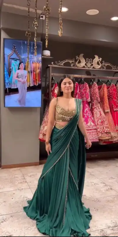 BD 1823 Peacock Green Faux Georgette Saree Perfect for Wedding, Party, Family Gatherings, Onam, Bridal Wear – . Best Price ₹2149. Delivery 4-6 Working Days. | Sarees, Bollywood Sarees, Creative Sarees, Designer Sarees, Embroidered Sarees, Ethnic Saree, Modern Digital sarees, Party Wear Sarees