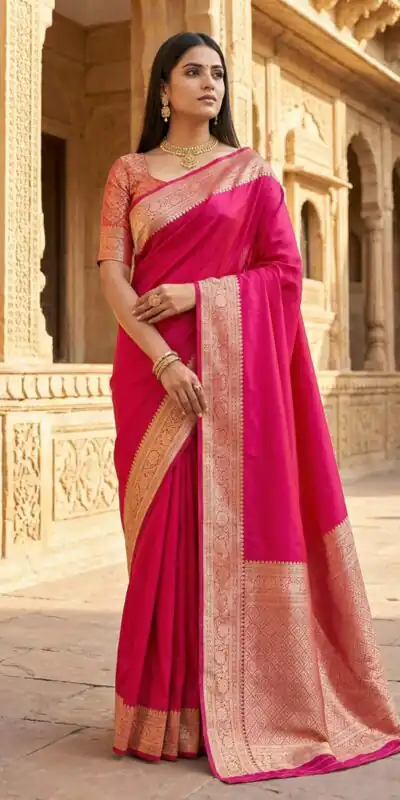MB 3322 Pink in Color Banarasi Silk Zari Work & Lace Work Saree . Now at just ₹1899. Delivery 4-6 Working Days. Shop now. | Sarees, Bollywood Sarees, Creative Sarees, Designer Sarees, Embroidered Sarees, Ethnic Saree, Modern Digital sarees, Party Wear Sarees